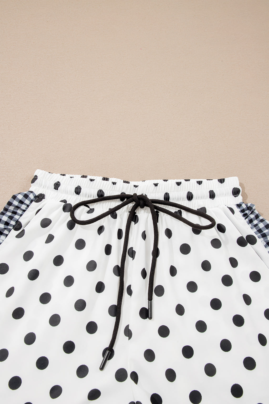 White Polka Dot Contrast Ruffle Trim Shorts