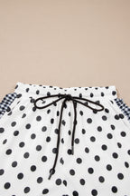 White Polka Dot Contrast Ruffle Trim Shorts