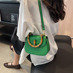 Retro Handheld Bamboo Shoulder Saddle Bag