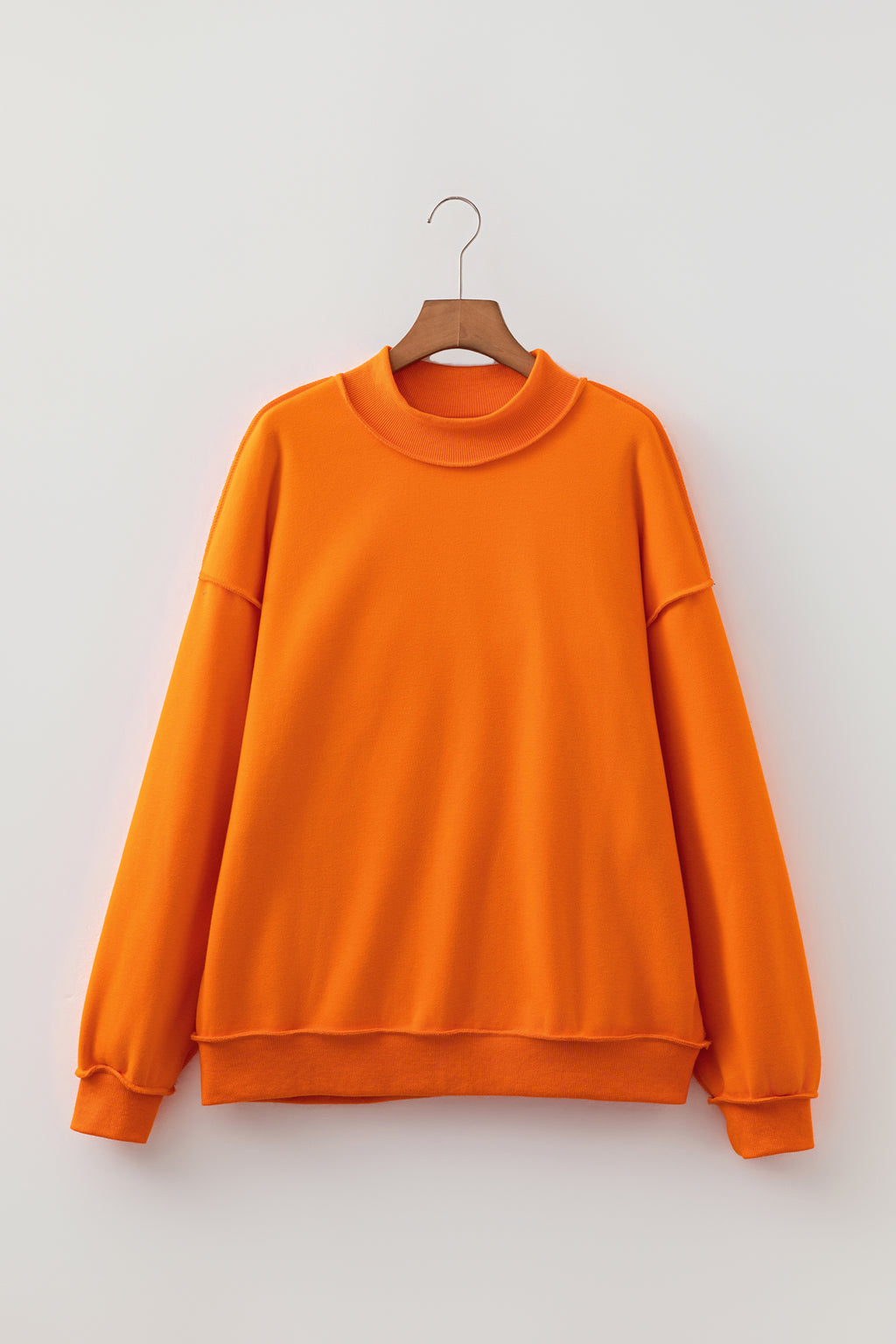 Dark Blue Oversize Drop Shoulder Reversible Mock Neck Sweatshirt