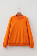 Dark Blue Oversize Drop Shoulder Reversible Mock Neck Sweatshirt