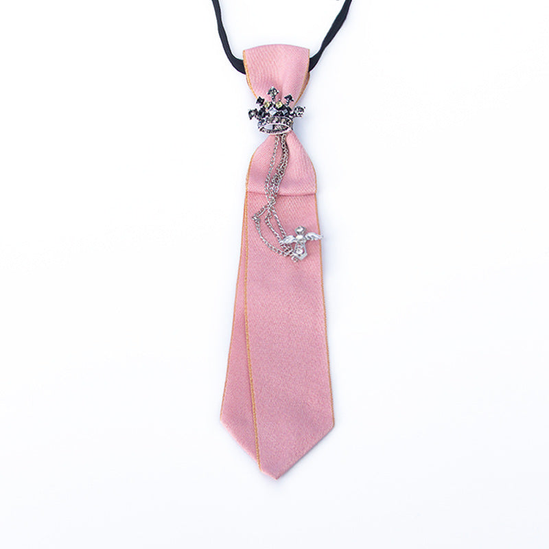 Sweet College Style Metal Chain Bow Tie Girls Shirt Accessory