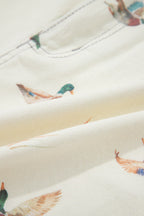 Beige Wild Duck Mallard High Waist Frayed Denim Shorts