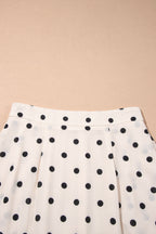 White Polka Dot Ruffled Slit Maxi Skirt