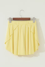 Beige Drawstring Elastic Waistband Lined Tennis Skorts