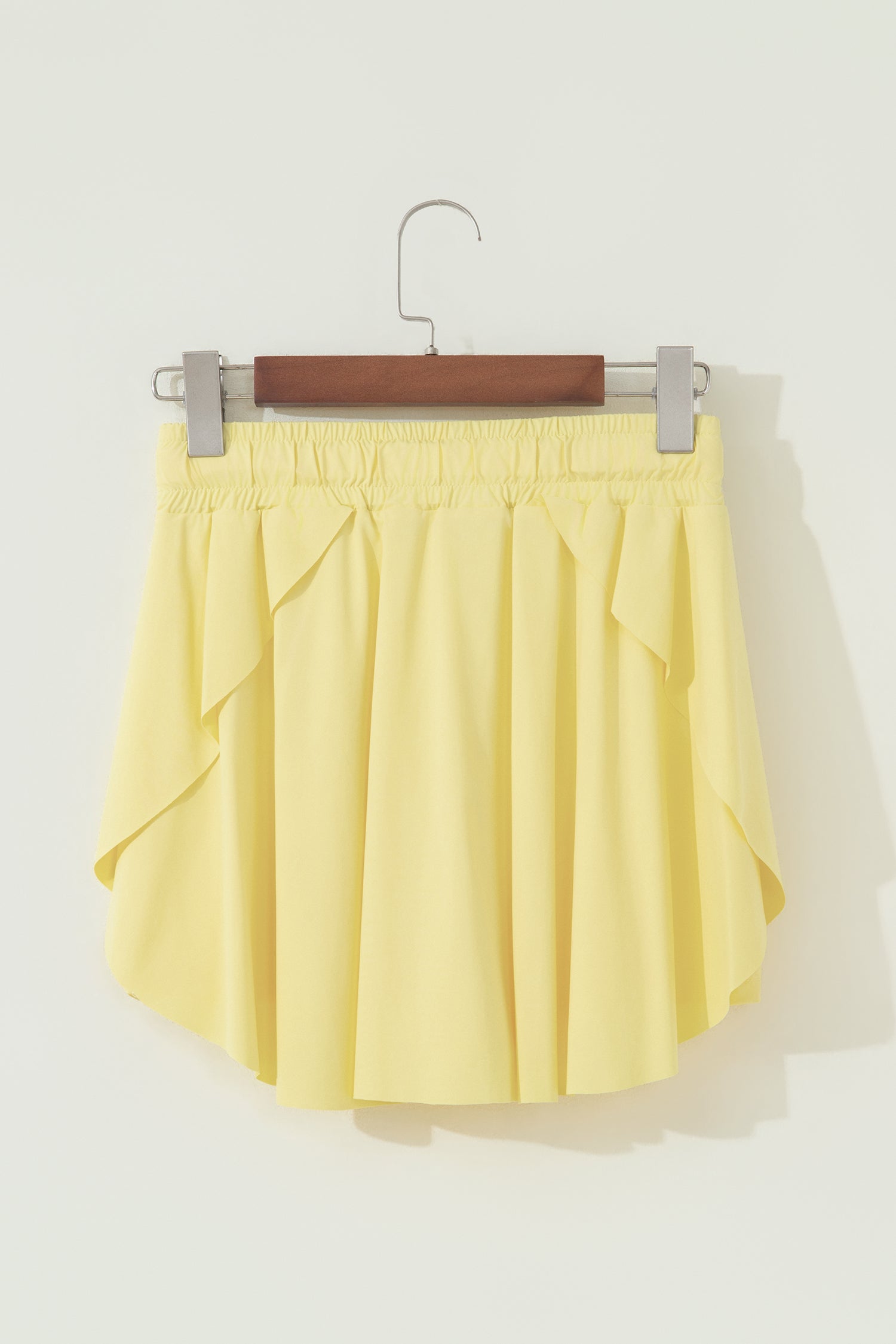 Beige Drawstring Elastic Waistband Lined Tennis Skorts