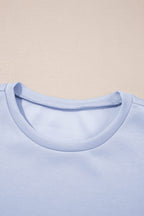 Beau Blue Puff Sleeve Pearl Embellished Scallop Trim Top 2 Piece Skort Set