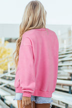 Dark Blue Oversize Drop Shoulder Reversible Mock Neck Sweatshirt