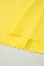 Bonbon Solid Color V Neck Short Puff Sleeve Blouse