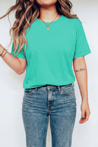 Orange Casual Plain Crew Neck Tee