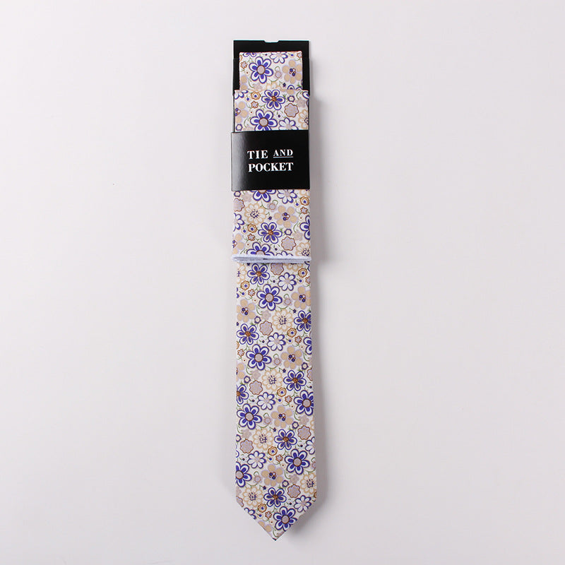 Necktie Suit Printed Cotton Necktie Pocket Towel Trendy Two Piece Set