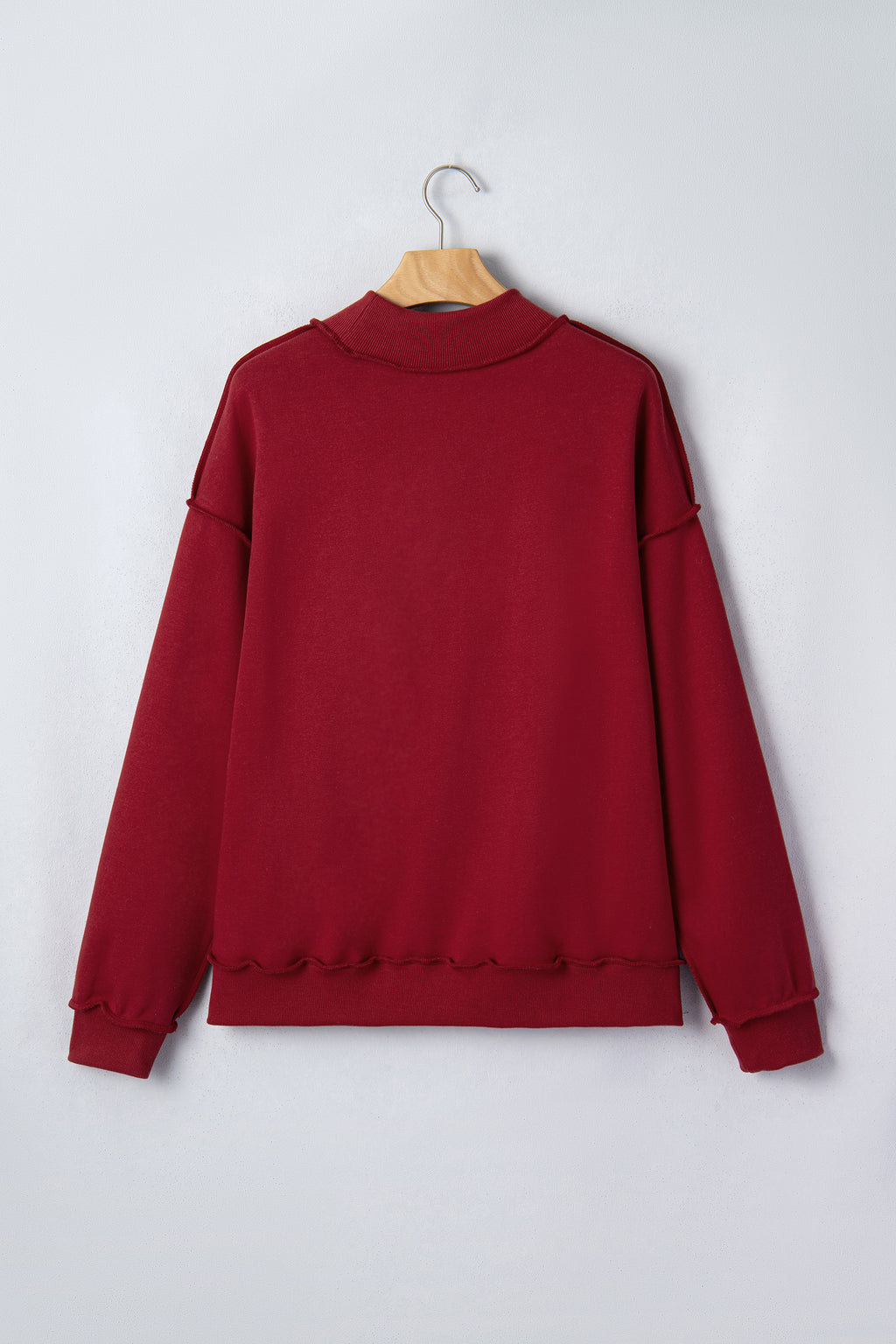 Dark Blue Oversize Drop Shoulder Reversible Mock Neck Sweatshirt