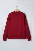 Dark Blue Oversize Drop Shoulder Reversible Mock Neck Sweatshirt