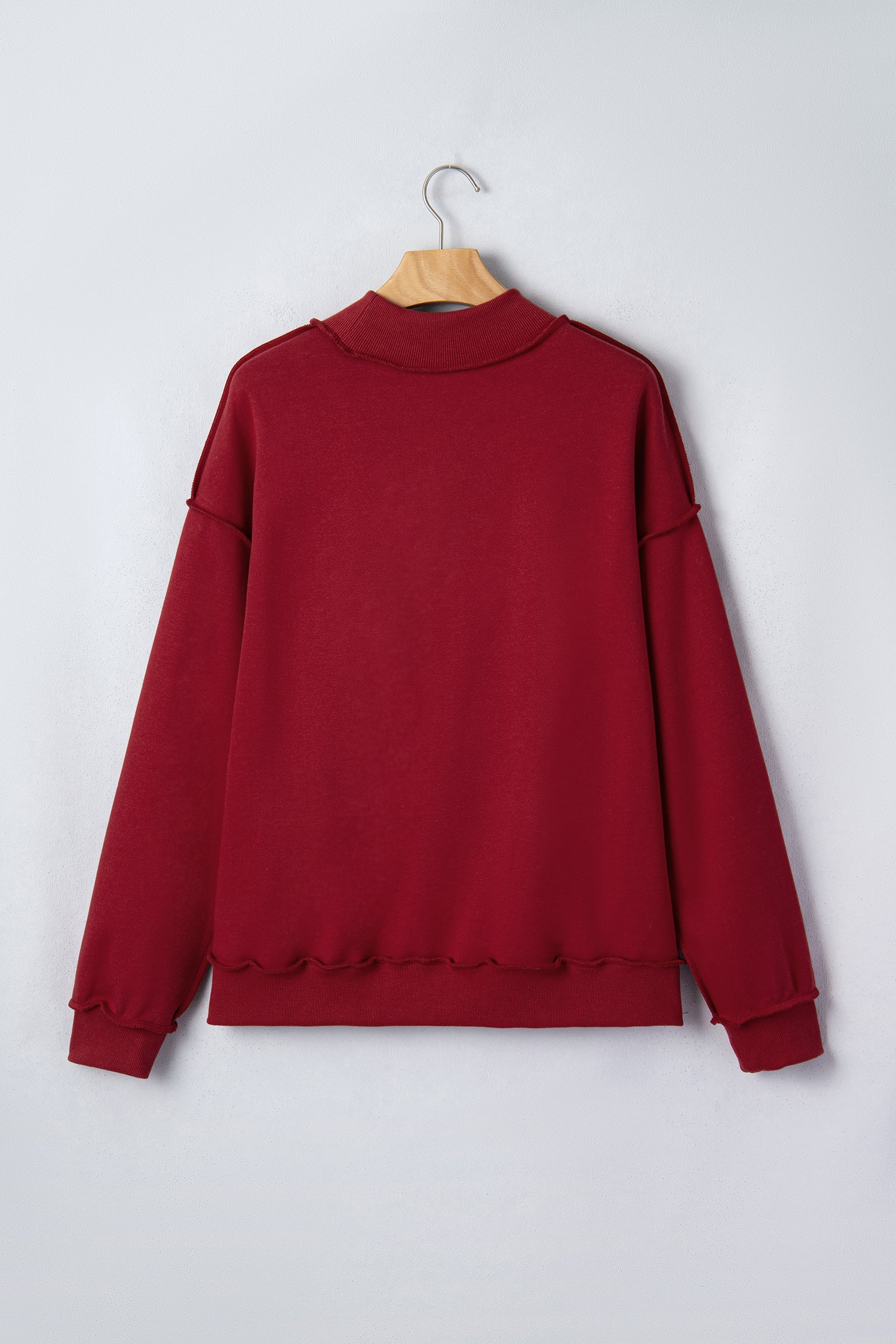 Dark Blue Oversize Drop Shoulder Reversible Mock Neck Sweatshirt