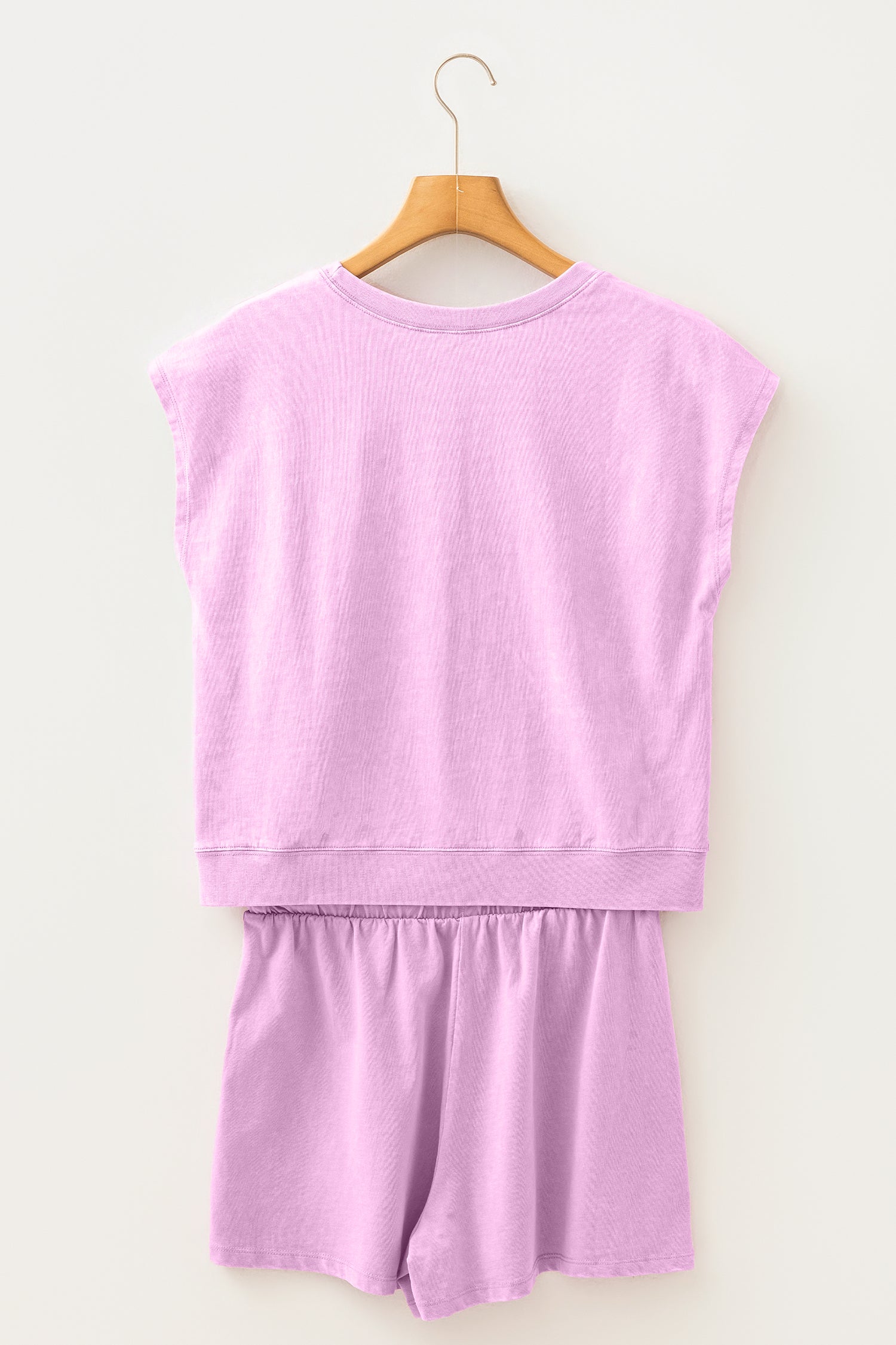 Rose Red Mineral Wash Cotton Short Set