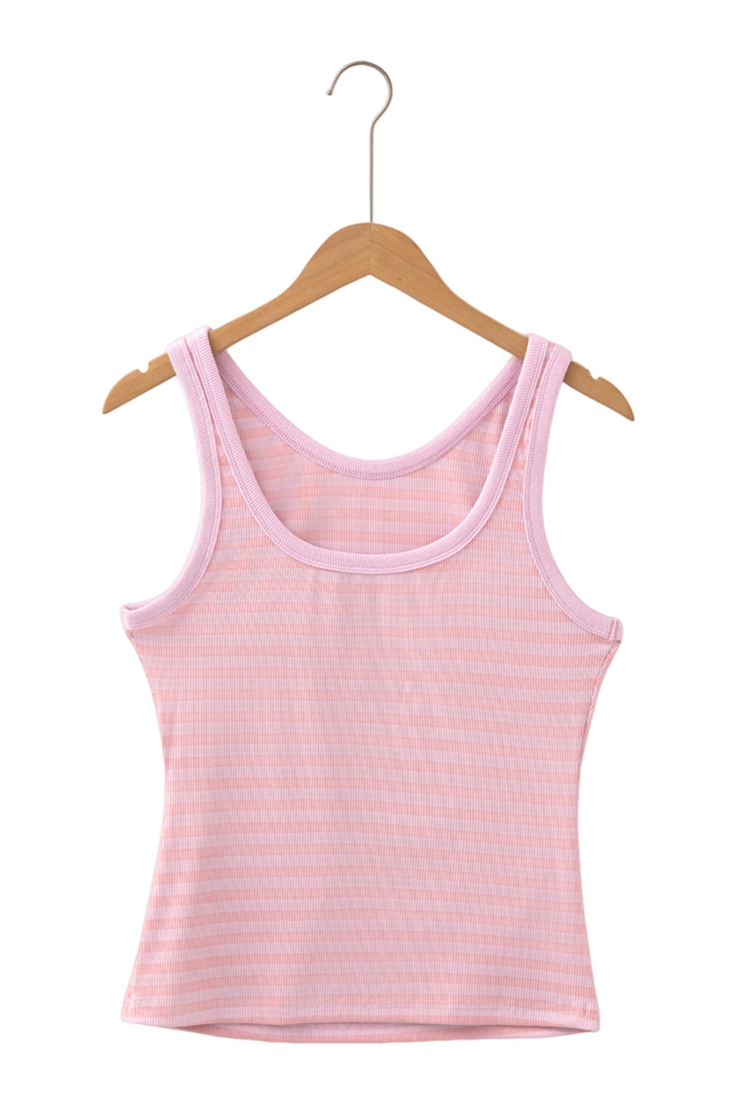 Sky Blue Stripe Ribbed Knit Slim Tank Top