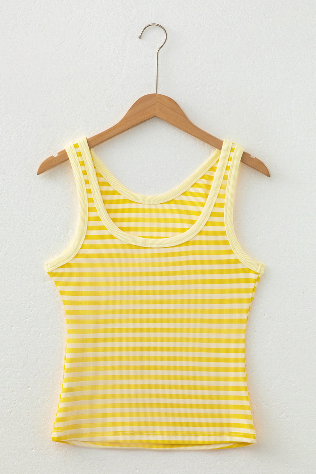 Sky Blue Stripe Ribbed Knit Slim Tank Top