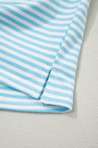 Pink Stripe Oversize Mock Neck Sweatshirt and Shorts Set