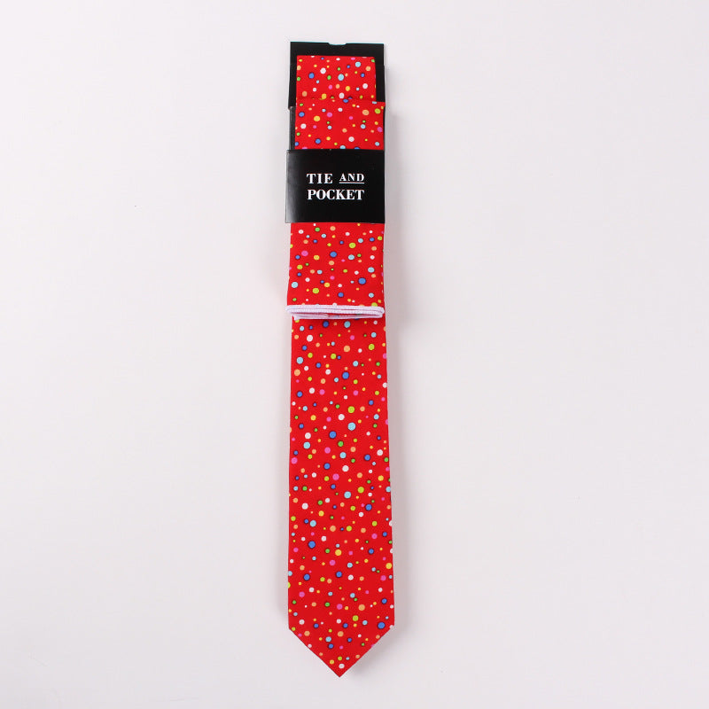 Necktie Suit Printed Cotton Necktie Pocket Towel Trendy Two Piece Set