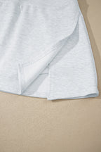 Light Grey Solid Color Sleeveless Zipper Tank and Skort Set