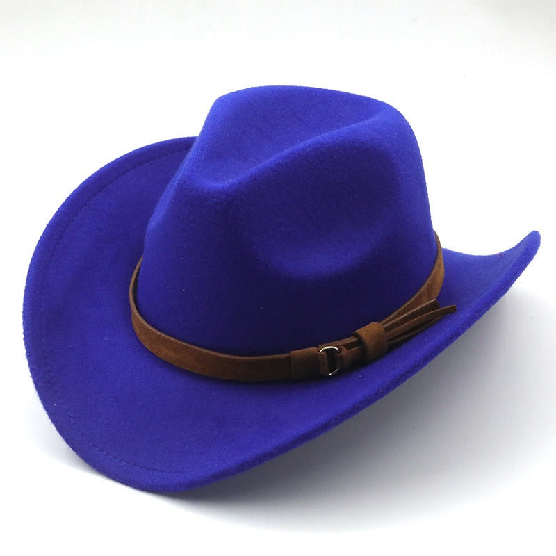 Retro Camel Wide Brim Wool Denim Top Hat