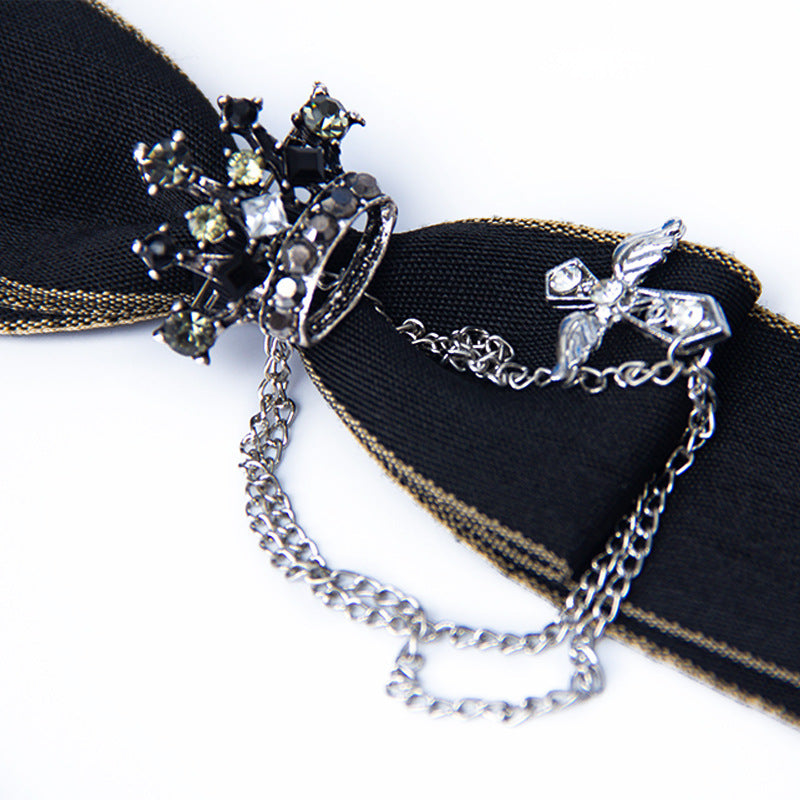 Sweet College Style Metal Chain Bow Tie Girls Shirt Accessory