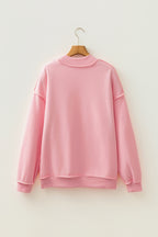 Dark Blue Oversize Drop Shoulder Reversible Mock Neck Sweatshirt