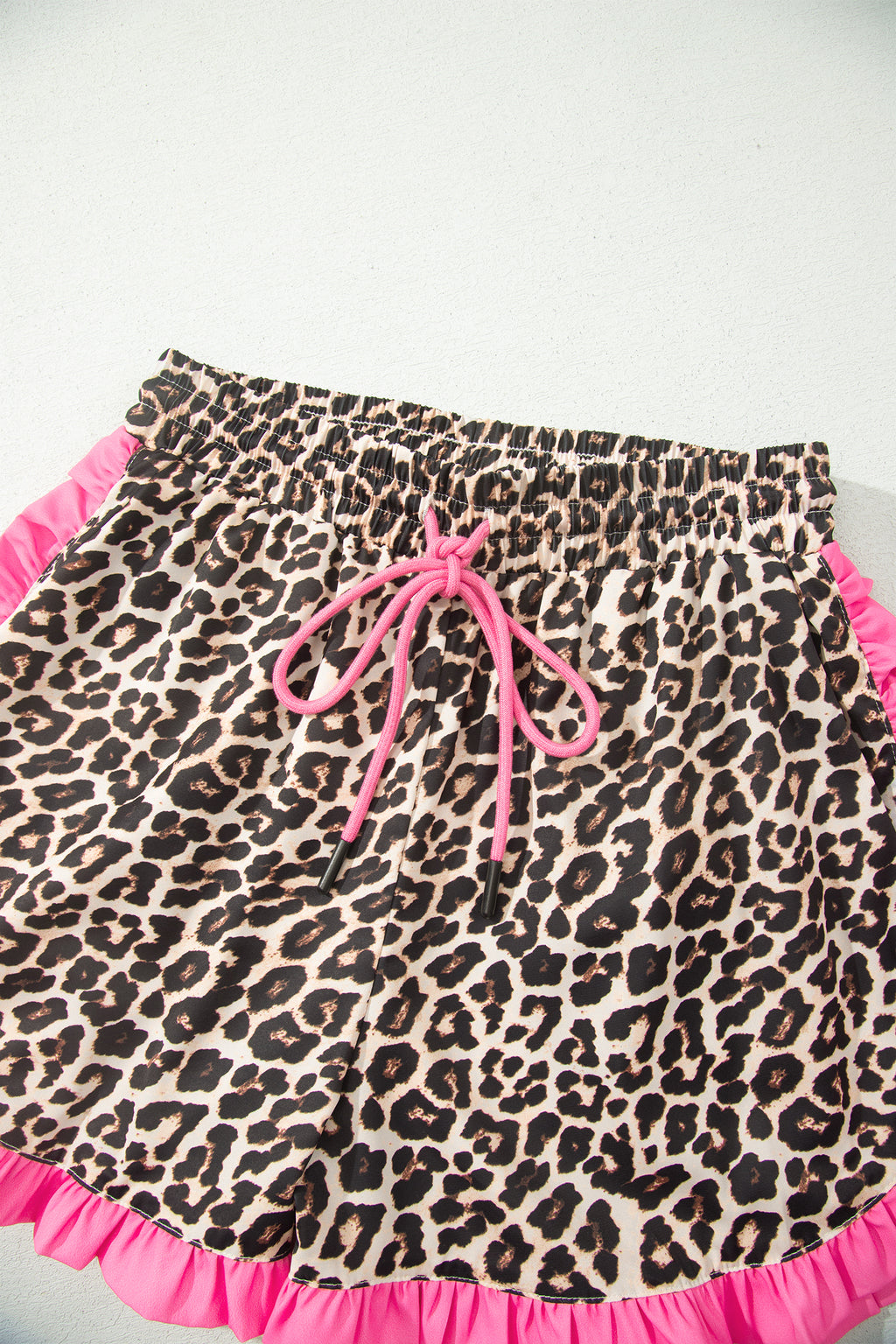 White Polka Dot Contrast Ruffle Trim Shorts
