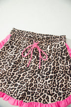White Polka Dot Contrast Ruffle Trim Shorts