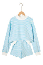 Pink Stripe Oversize Mock Neck Sweatshirt and Shorts Set