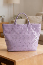 Fiery Red Plaid Pattern PVC Glossy Waterproof Tote Bag