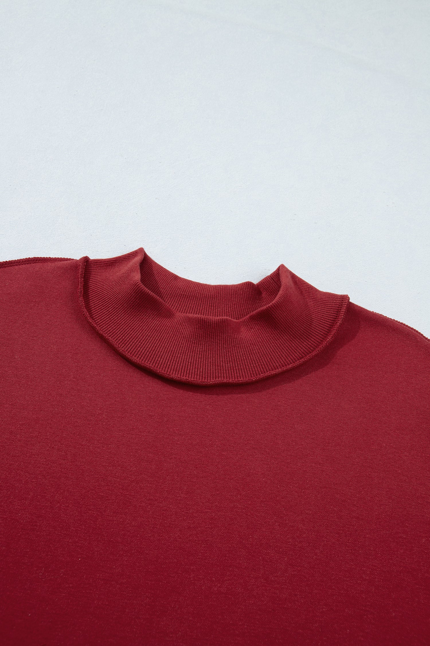 Dark Blue Oversize Drop Shoulder Reversible Mock Neck Sweatshirt