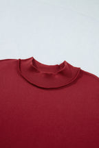 Dark Blue Oversize Drop Shoulder Reversible Mock Neck Sweatshirt