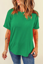 Orange Casual Plain Crew Neck Tee