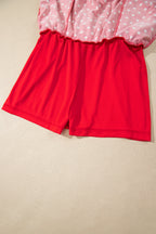 Fiery Red Polka Dot Drawstring Casual Mini Skort