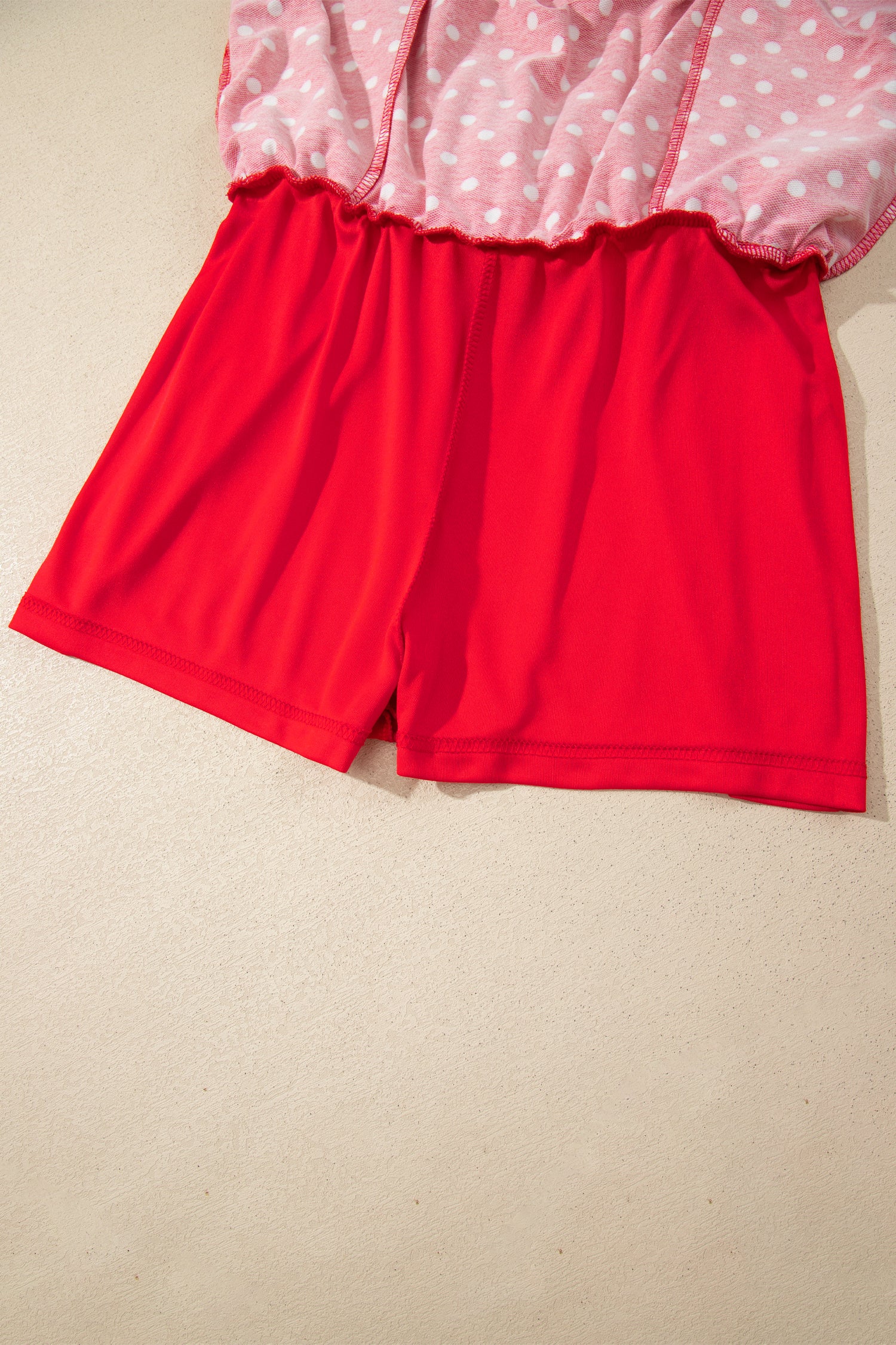 Fiery Red Polka Dot Drawstring Casual Mini Skort