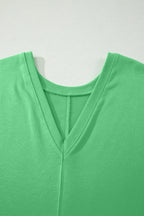 Pink Solid Color Raw Edge Half Sleeve Pocketed Loose Romper