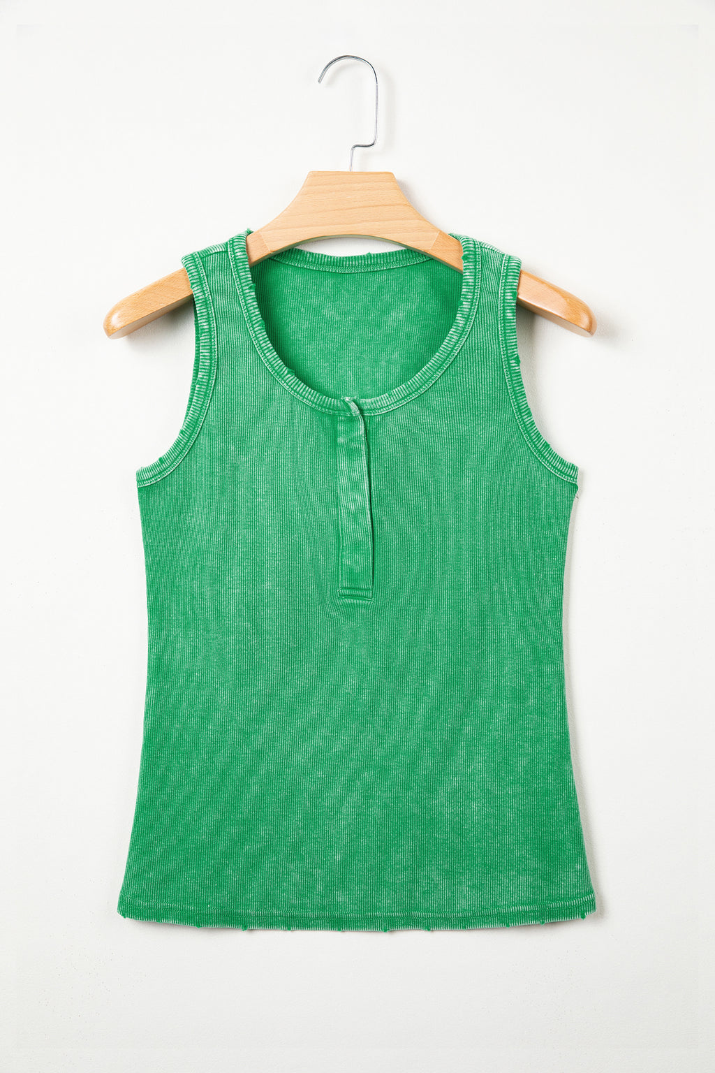 Coffee Vintage Distressed Ribbed Mineral Wash Tank Top