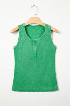 Coffee Vintage Distressed Ribbed Mineral Wash Tank Top