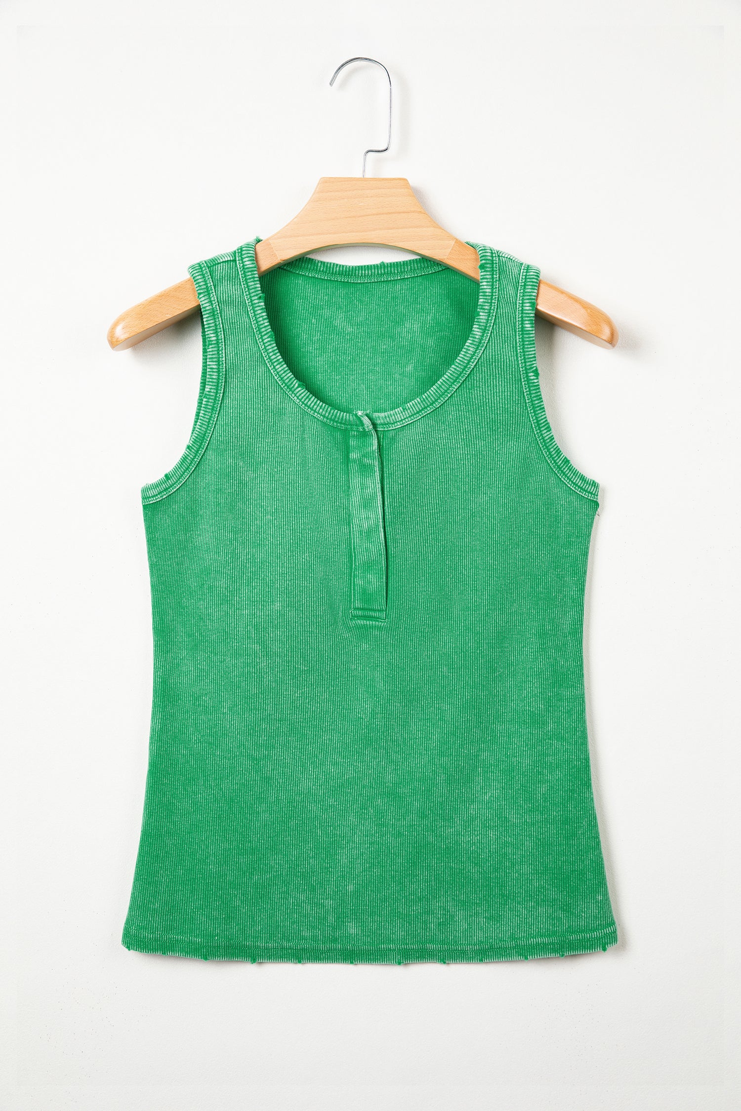 Coffee Vintage Distressed Ribbed Mineral Wash Tank Top