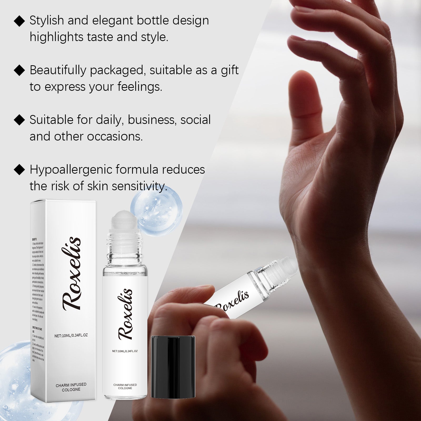 Cologne Roll-On Perfume – Fresh Floral Charm, Long-Lasting Fragrance