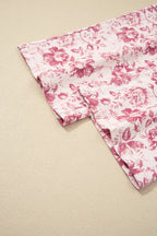 Pink Vintage Floral Print Denim Shift Pants