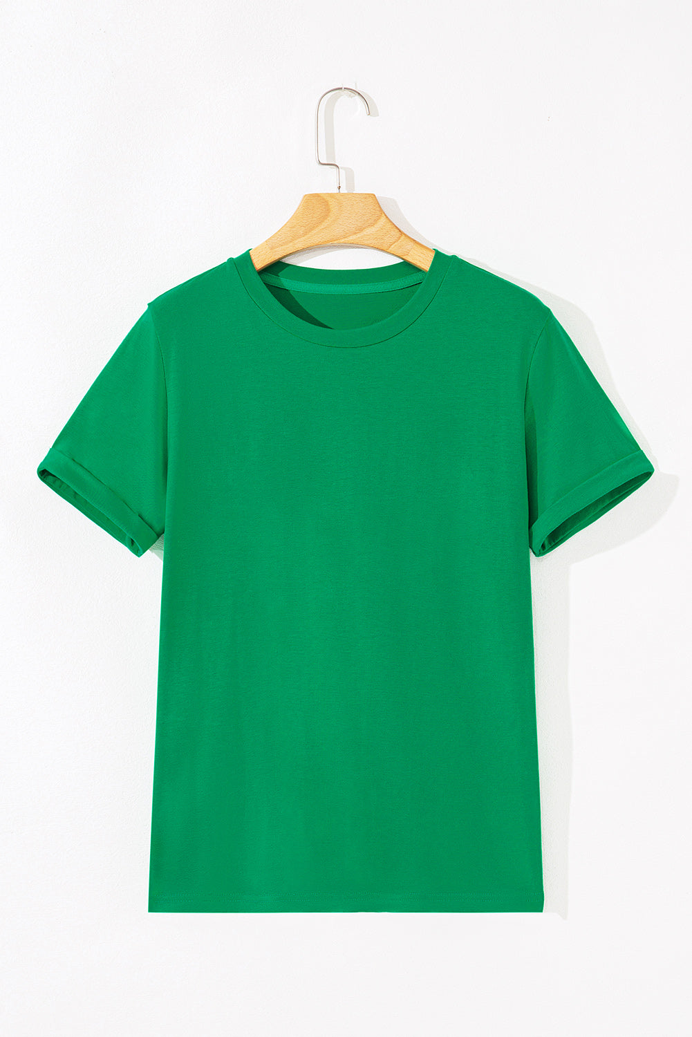 Orange Casual Plain Crew Neck Tee