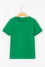 Orange Casual Plain Crew Neck Tee