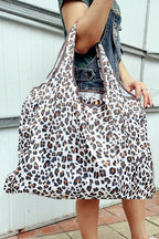 Mustard Wild Leopard Printed Reusable Shopping Tote Bag