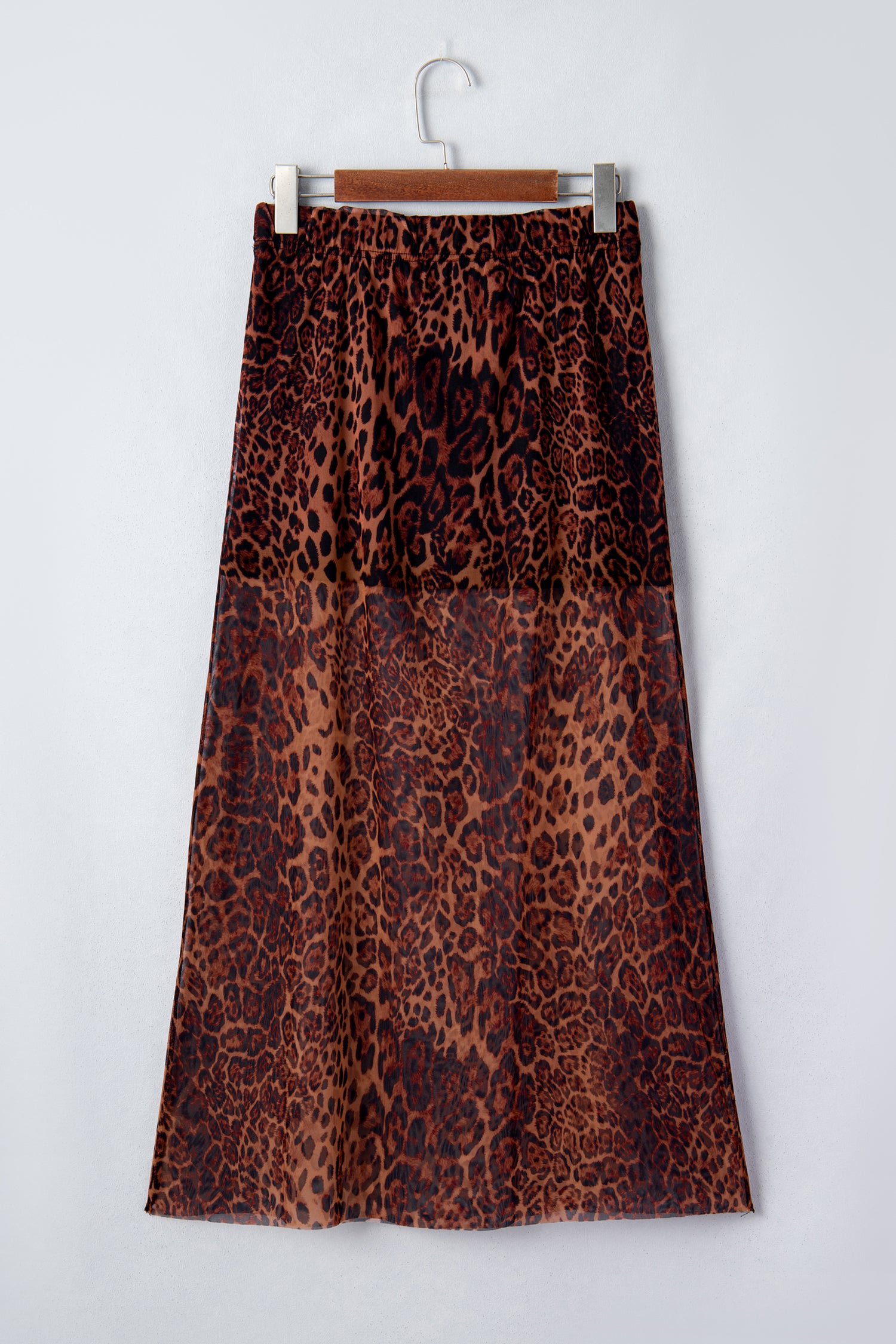 Brown Leopard Sheer Maxi Skirt