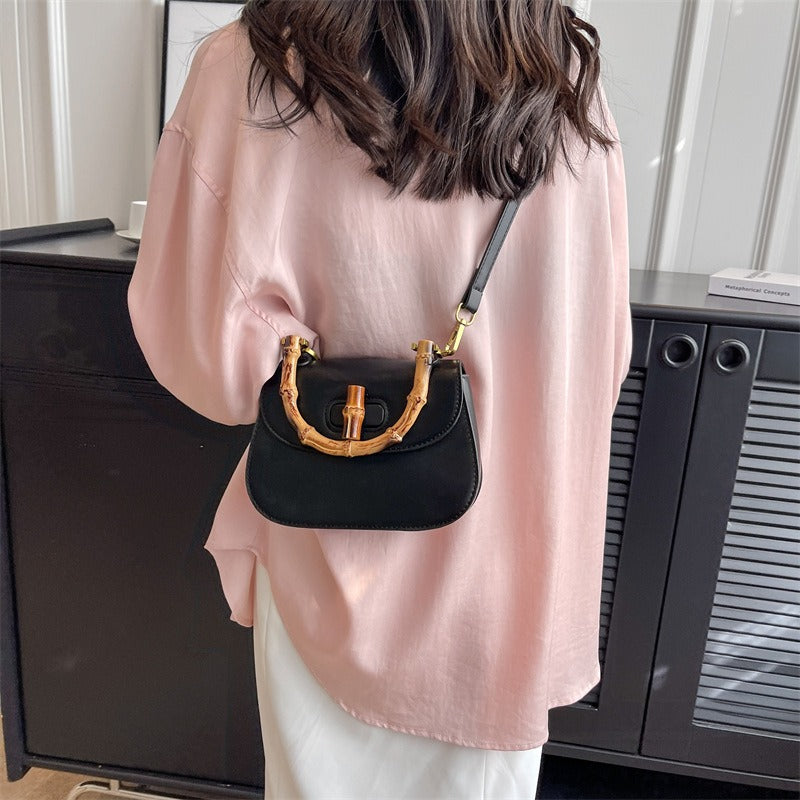 Retro Handheld Bamboo Shoulder Saddle Bag