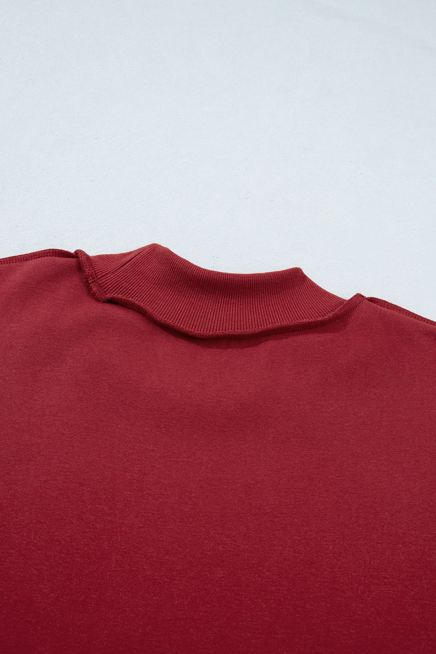 Dark Blue Oversize Drop Shoulder Reversible Mock Neck Sweatshirt