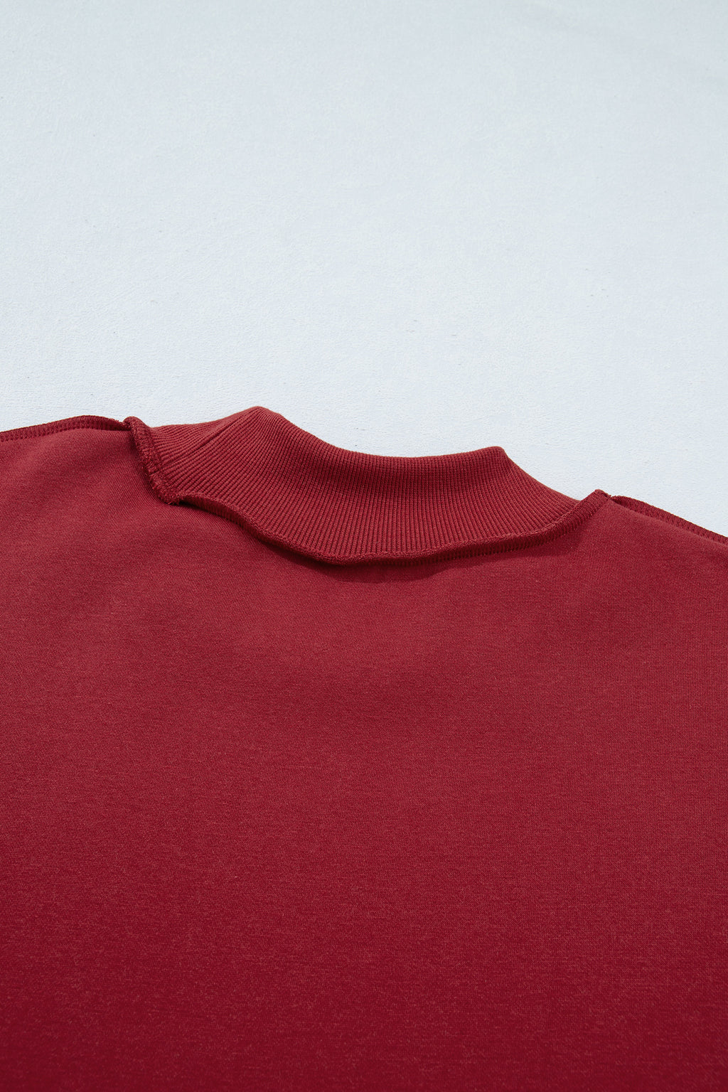 Dark Blue Oversize Drop Shoulder Reversible Mock Neck Sweatshirt