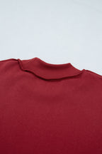 Dark Blue Oversize Drop Shoulder Reversible Mock Neck Sweatshirt